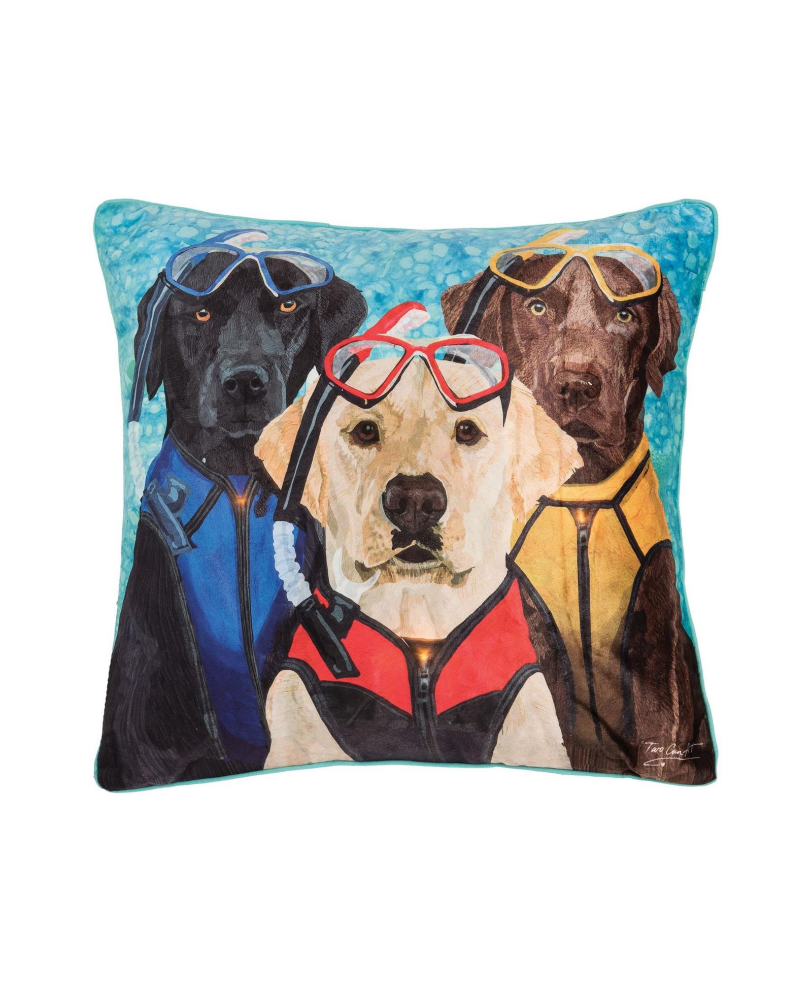 Декоративная подушка C&F Home Snorkel Dog с LED-подсветкой, 18" x 18"
