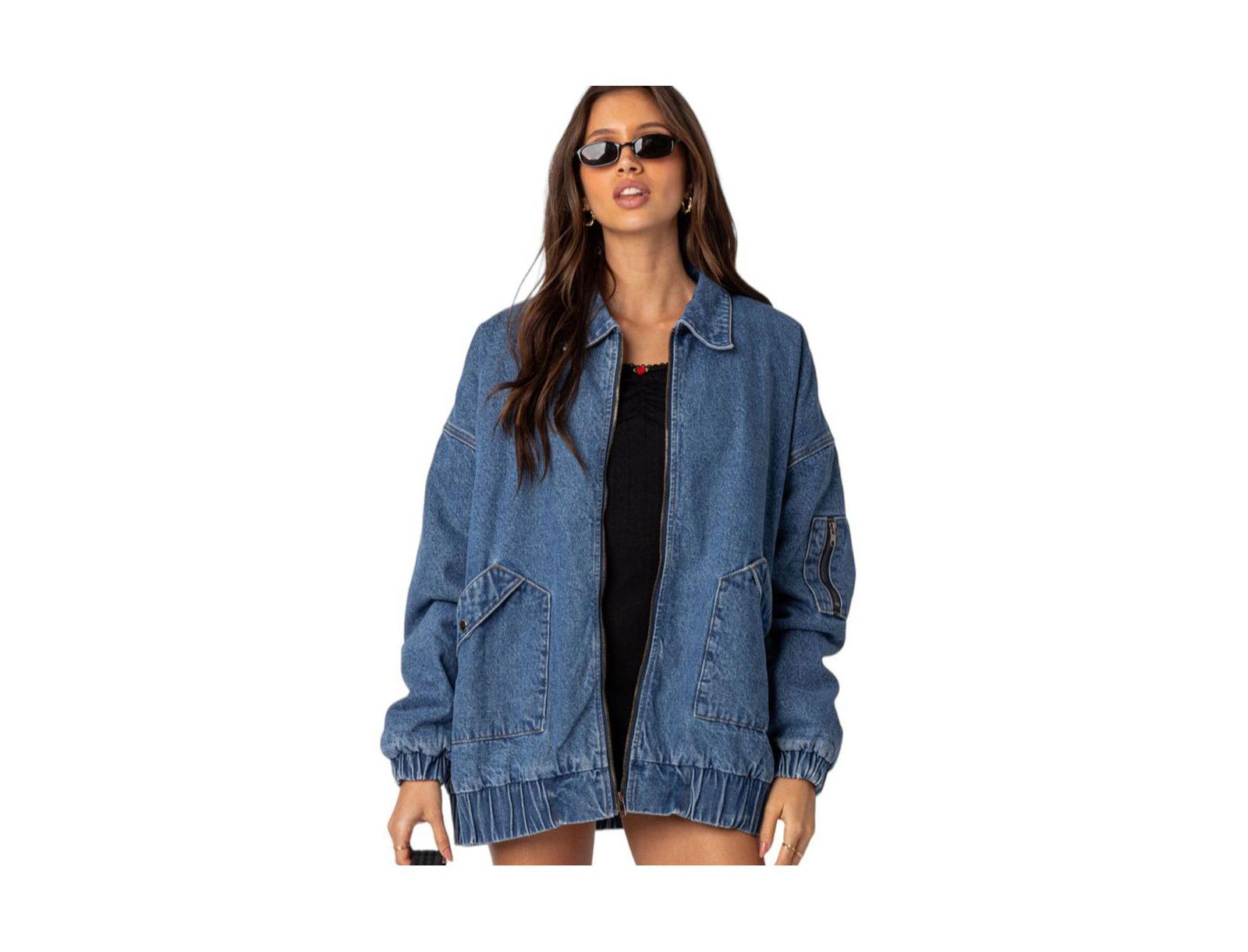 Edikted Women's Sophie oversized washed denim jacket