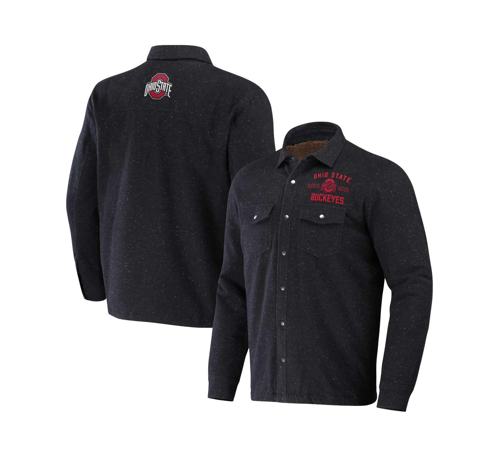 Мужская куртка-рубашка Fanatics Darius Rucker Collection Heather Charcoal Ohio State Buckeyes Sherpa-Lined Full-Snap Shacket