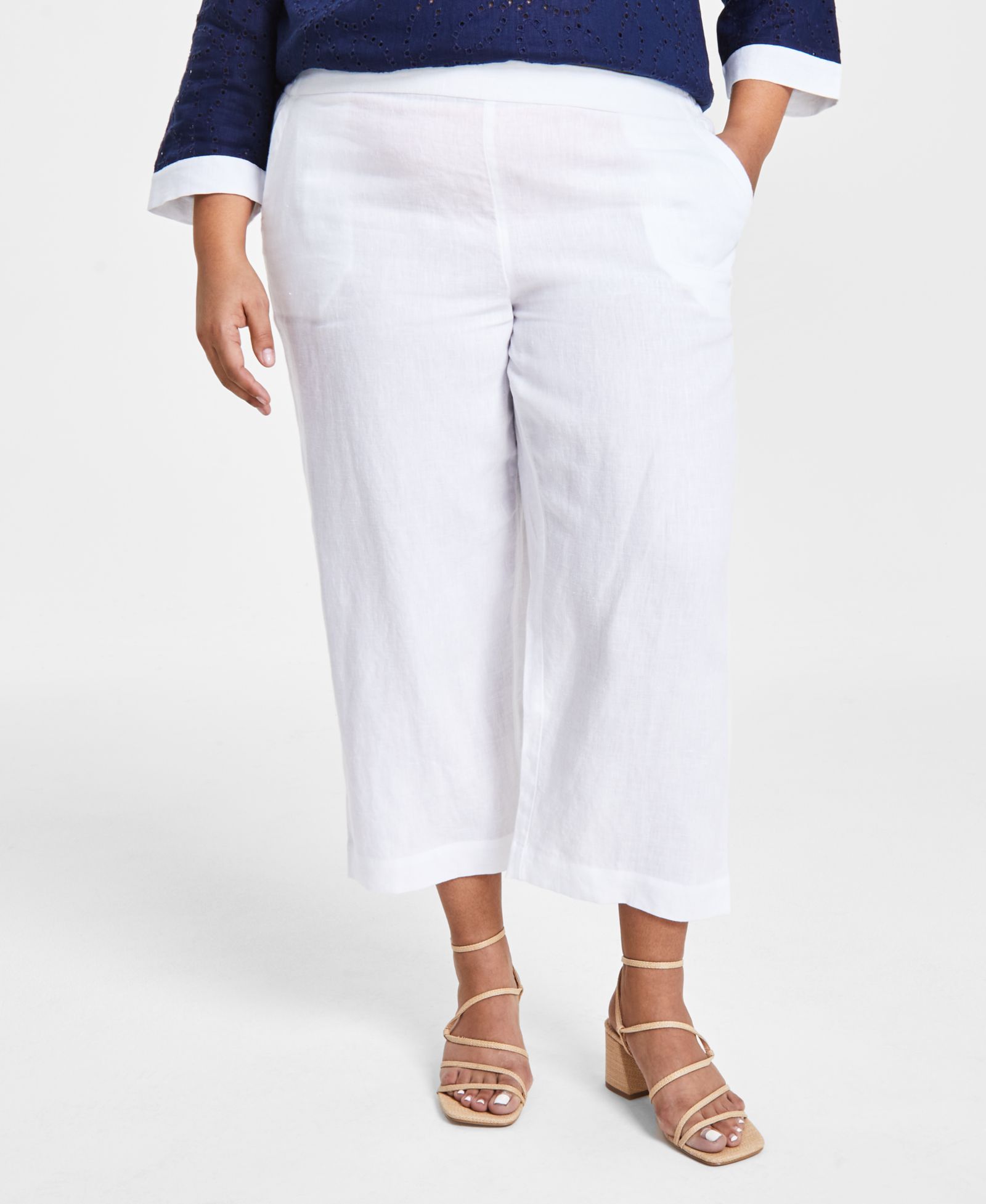 Charter Club брюки из 100% льна Plus Size Cropped