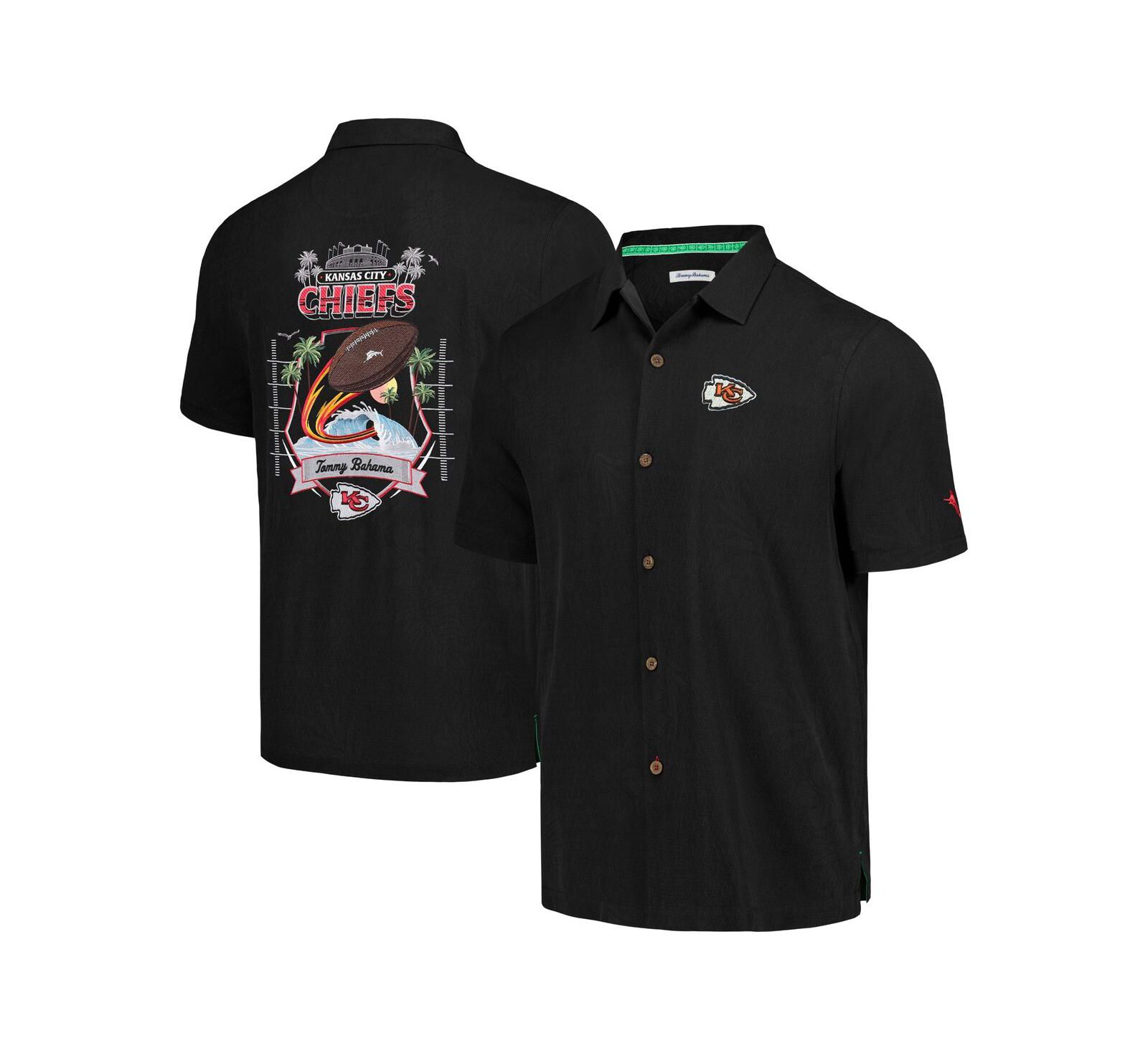 Мужская рубашка Tommy Bahama Black Kansas City Chiefs Tidal Kickoff Camp Button-Up