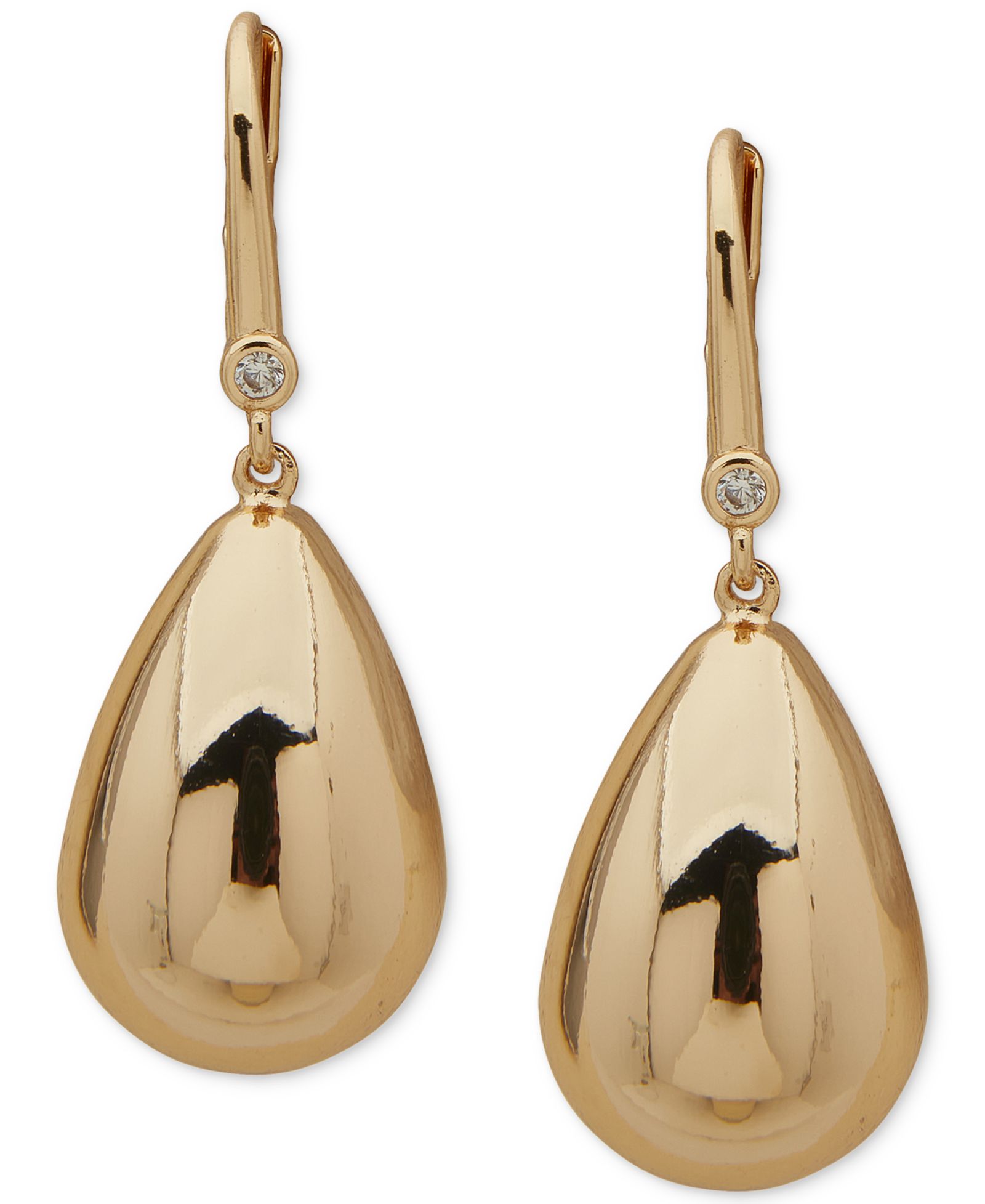 Серьги-подвески DKNY Gold-Tone Pavé & Puffy Tear-Shape