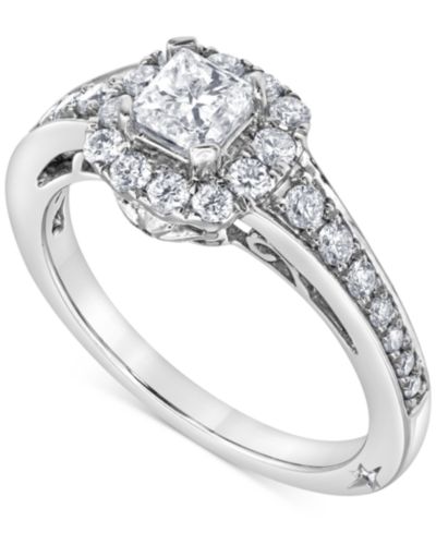 Помолвочное кольцо Diamond Princess-Cut Halo в белом золоте 18k