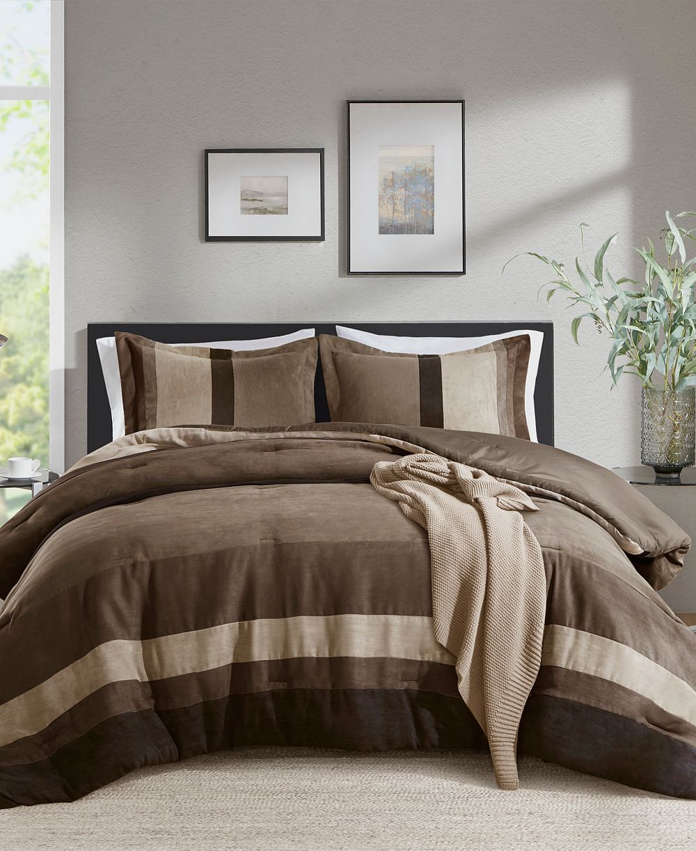 Комплект покрывал 510 Design Boulder Stripe Micro Suede, 3 шт, Full/Queen