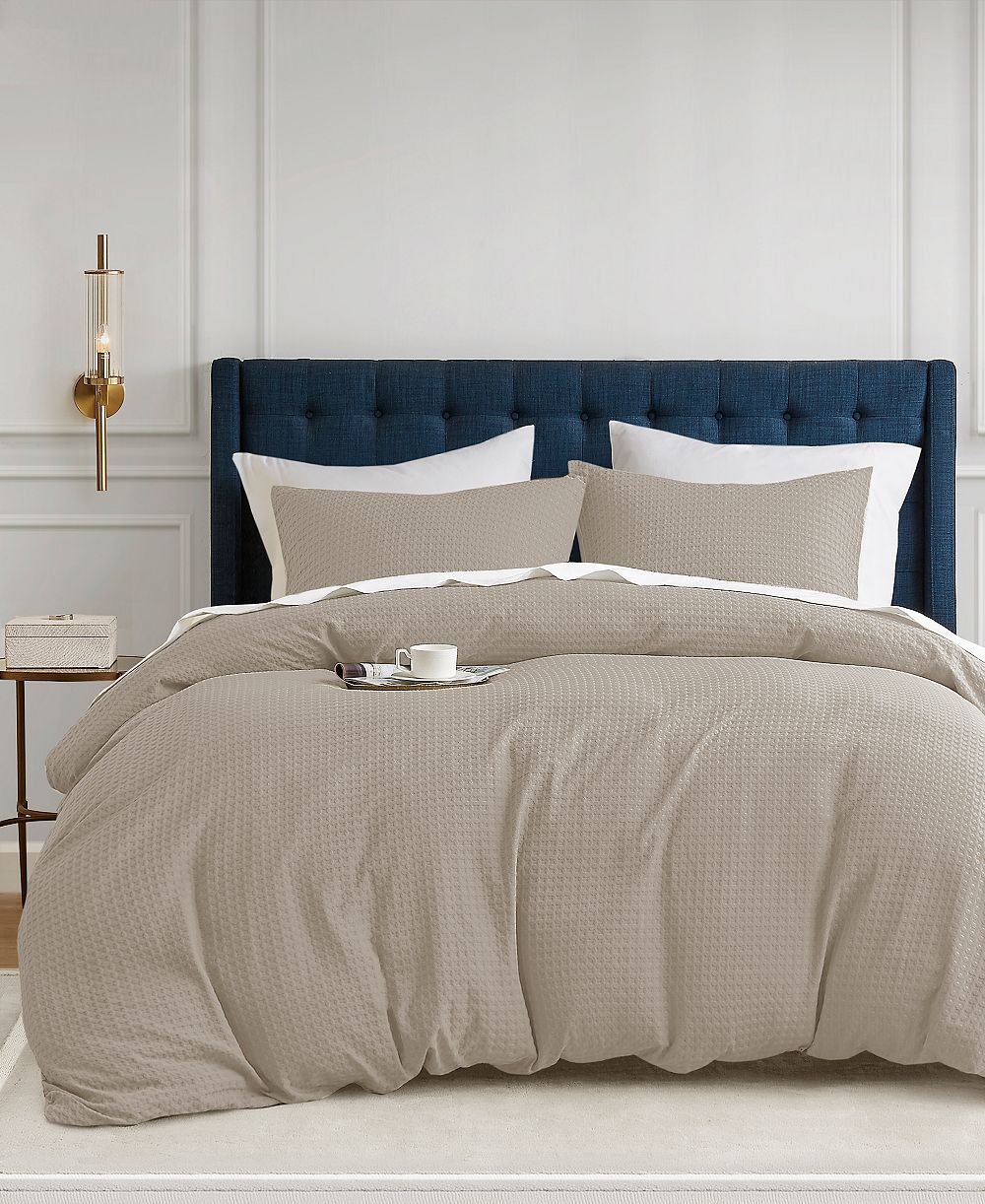 510 Design Mina Waffle Textured 3-Pc. Duvet Cover Set, Full/Queen