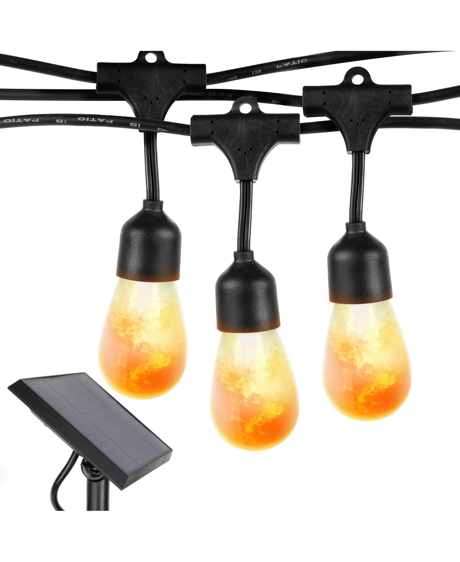 Ambience Pro 27ft Solar LED Outdoor Flame Holiday String Lights