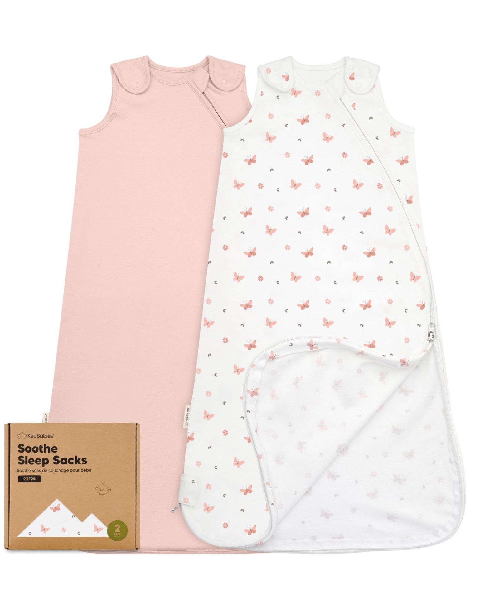 KeaBabies 2-Pack Sleep Sacks for Babies, Soothe Sleeping Sack Wearable Blanket, Infant, Toddler, Newborn Swaddle Sack