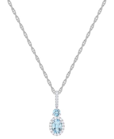 Santa Maria Aquamarine и Diamond кулон-ожерелье Halo 18" из белого золота 14k