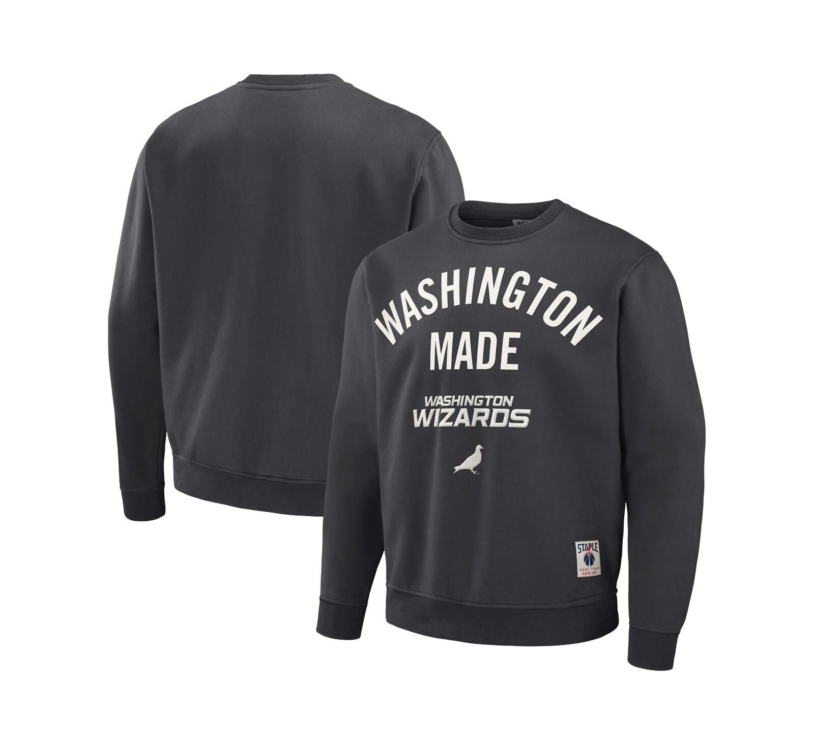 Men's NBA x Staple Anthracite Washington Wizards Plush Pullover Sweatshirt