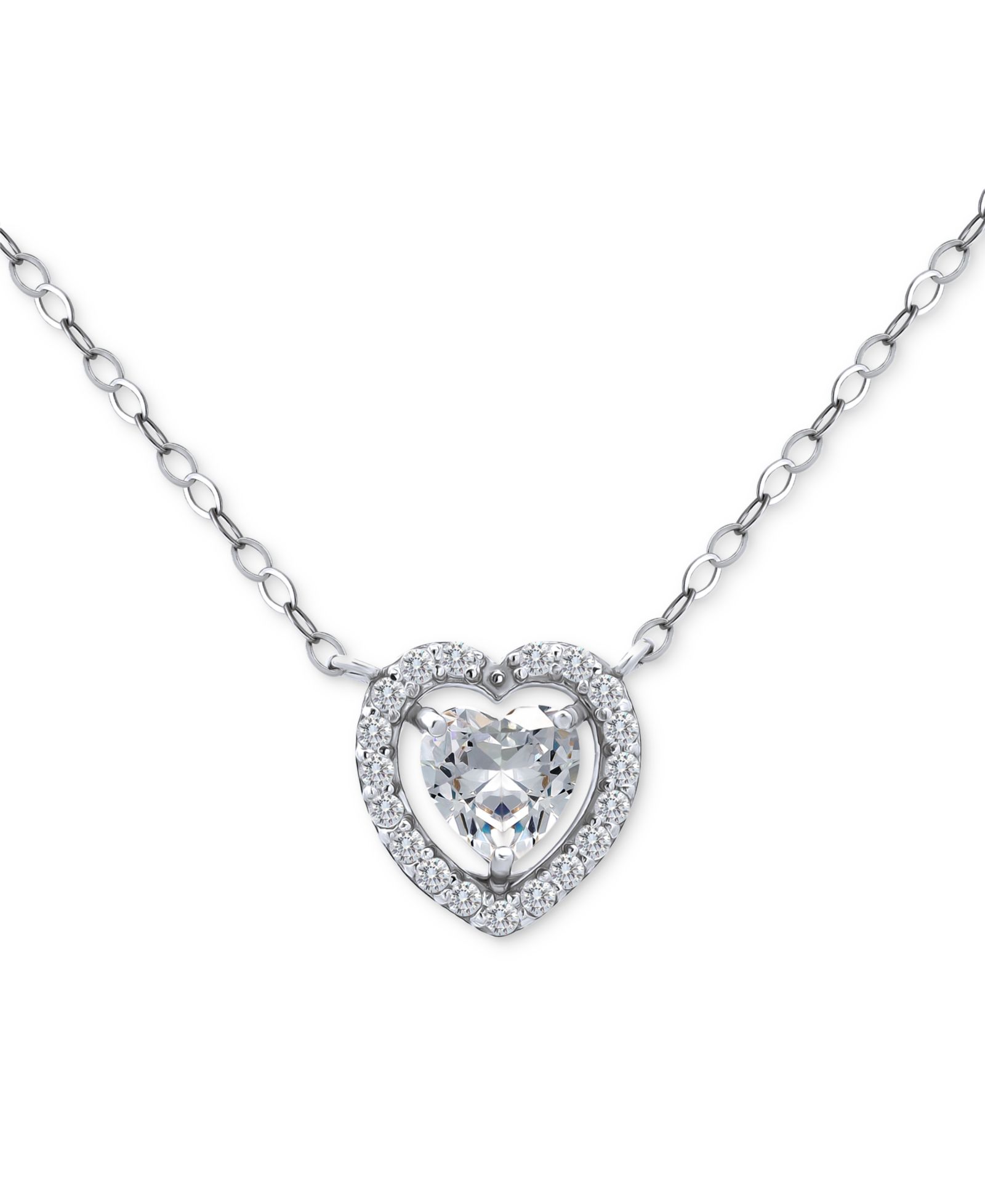 Подвеска Giani Bernini Cubic Zirconia Heart Halo в стерлинговом серебре, 16" + 2" extender