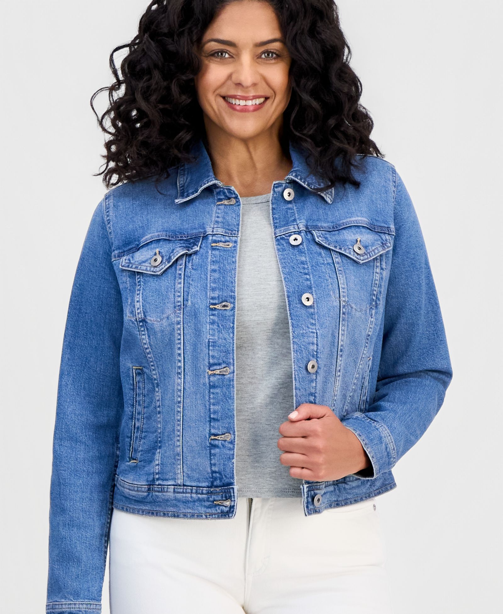 Style & Co Petite Classic Denim Trucker Jacket, Created for Macy's