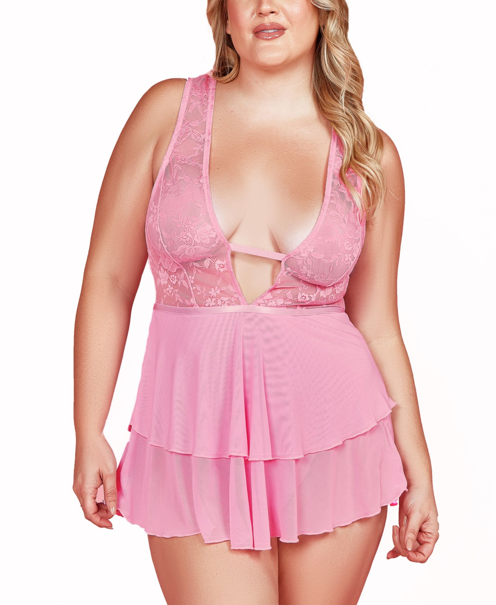Hauty комплект нижнего белья из 2 предметов с кружевом и глубоким вырезом, Plus Size