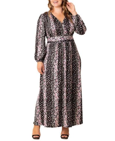 Kiyonna Plus Size Kelsey Long Sleeve Maxi Dress