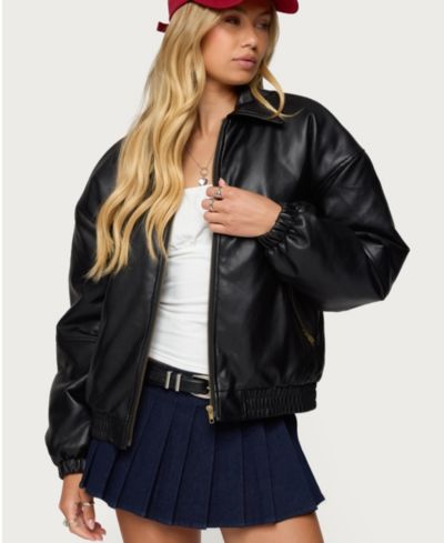 Edikted Women's Halley Faux Leather Bomber Jacket