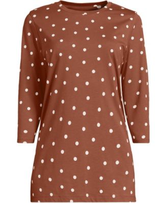 Lands' End Женская хлопковая туника с рукавом 3/4