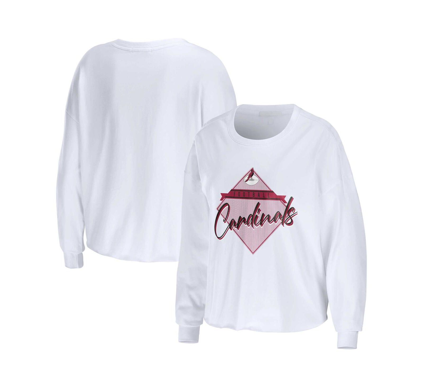 Женская укороченная футболка WEAR by Erin Andrews White Arizona Cardinals Domestic с длинным рукавом