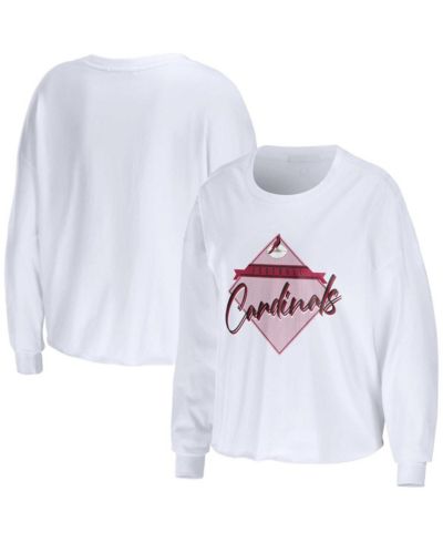 Women's WEAR by Erin Andrews White Arizona Cardinals Domestic Cropped Long Sleeve T-shirt