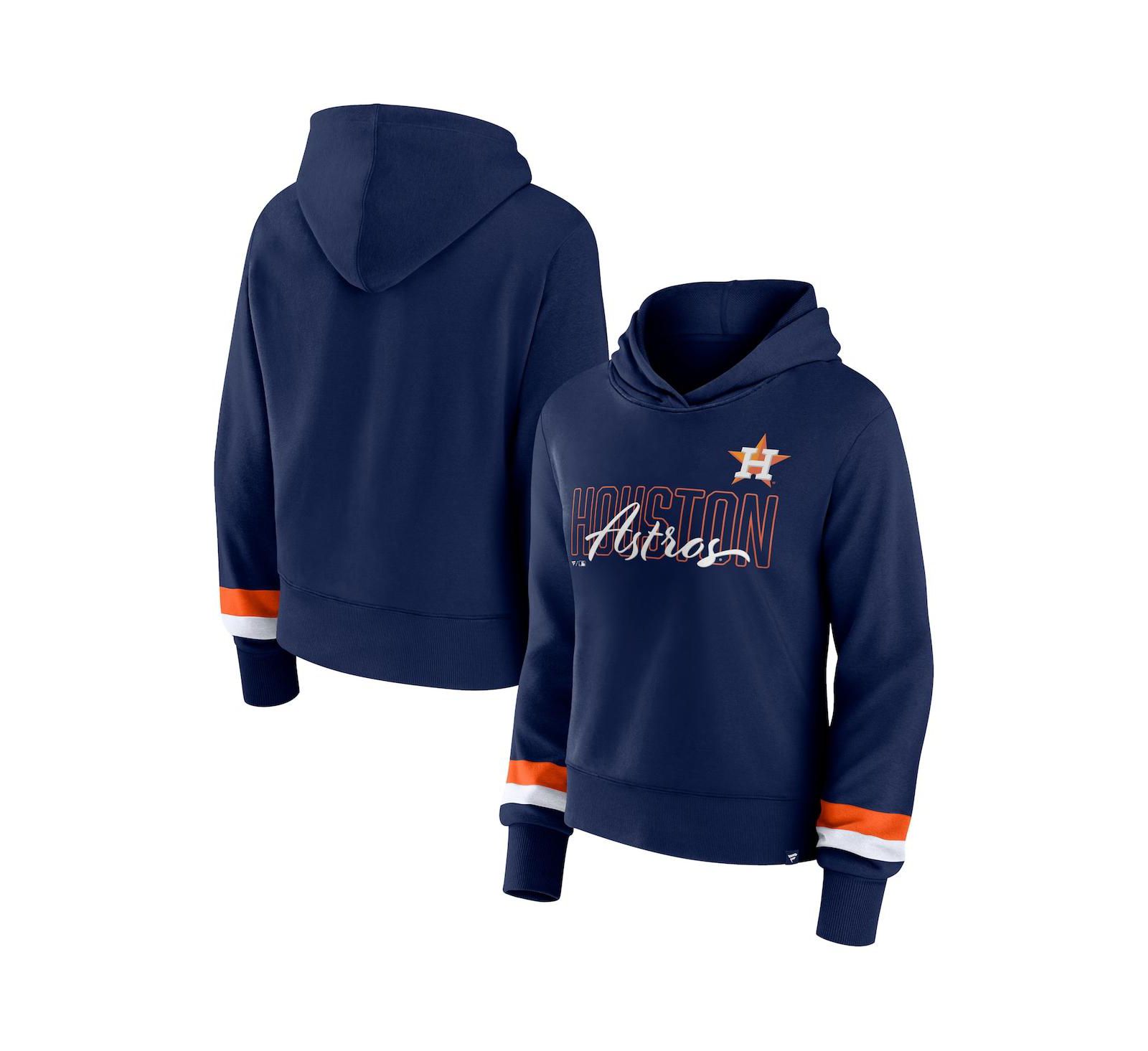 Women's Fanatics Navy Houston Astros Over Under Pullover Hoodie