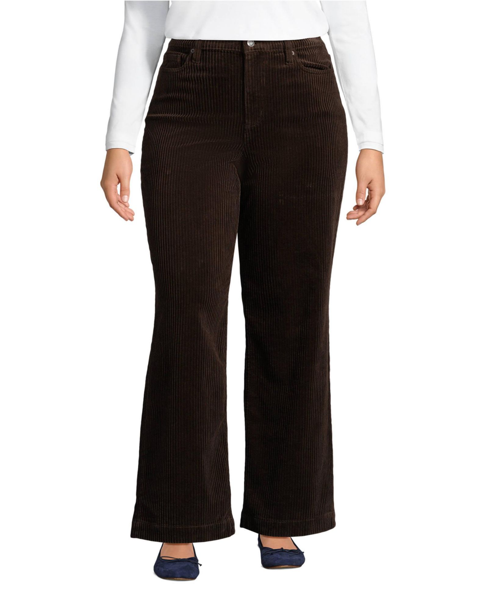 Lands' End Women's High Rise Wide Leg Corduroy Pants
