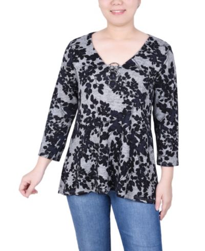 NY Collection Petite топ с рукавом 3/4 и 3 кольцами