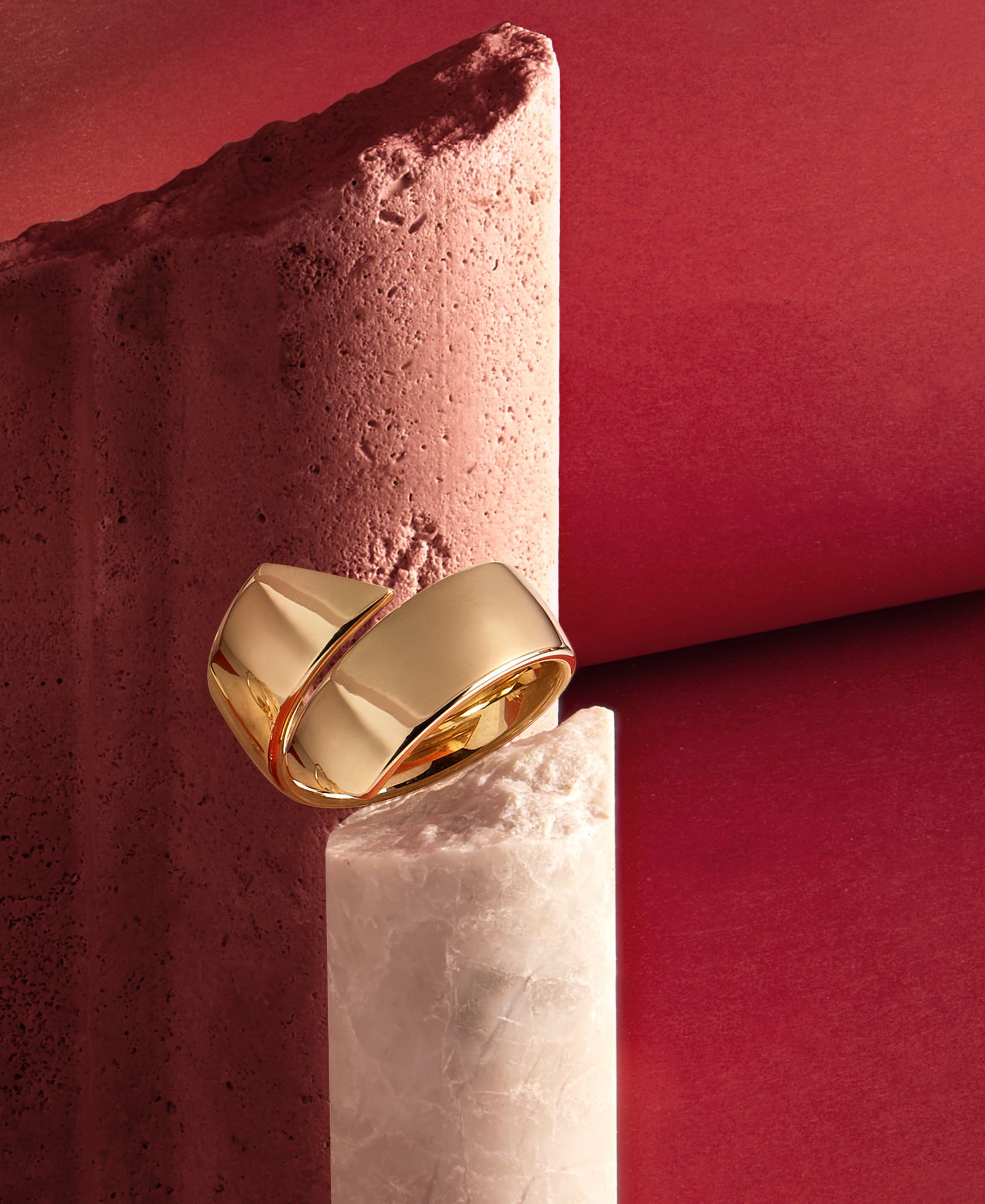 Italian Gold Bypass Ring in 14k Yellow Gold and 14k White Gold