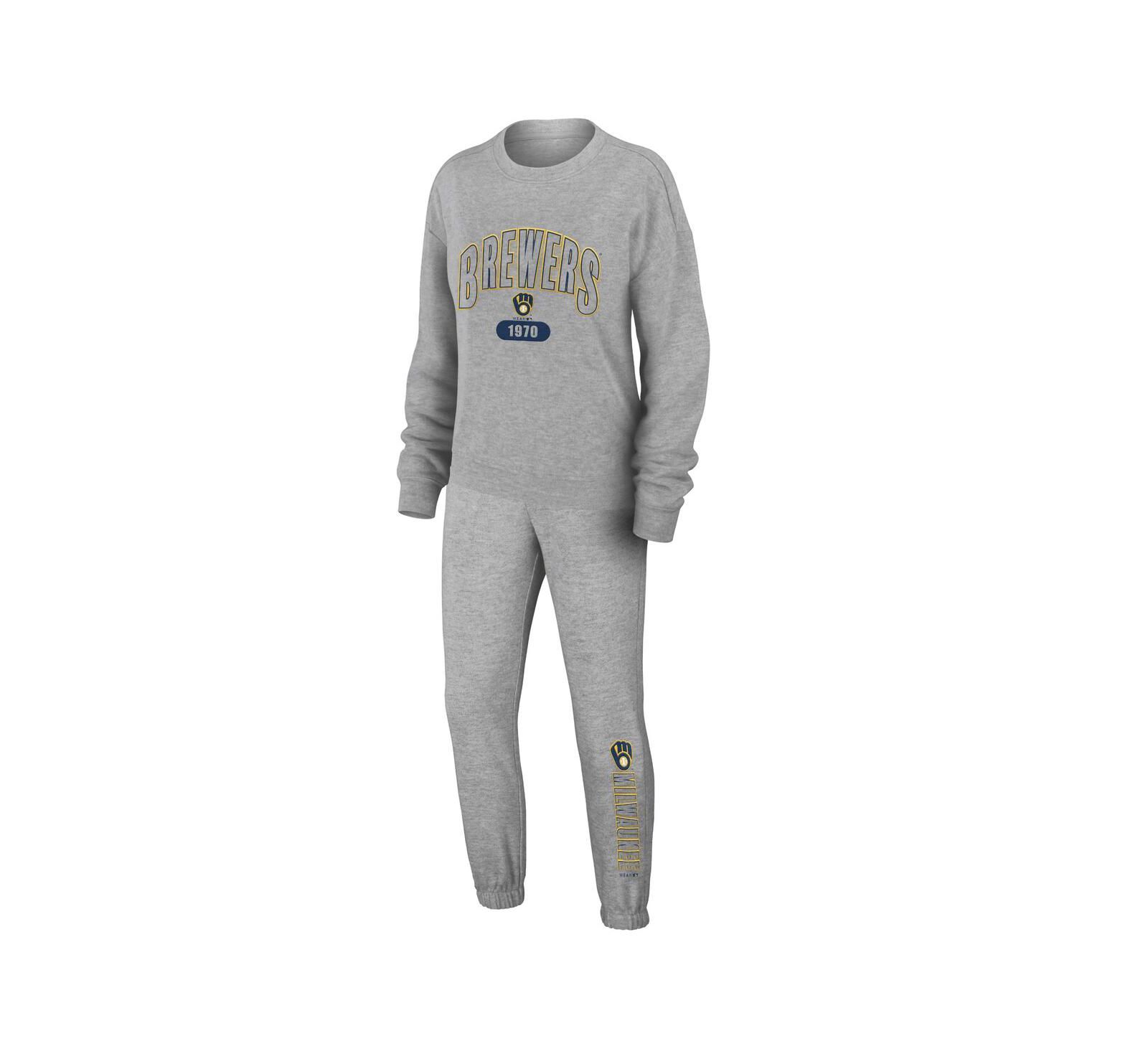 Женский комплект для отдыха WEAR by Erin Andrews Gray Milwaukee Brewers вязаный