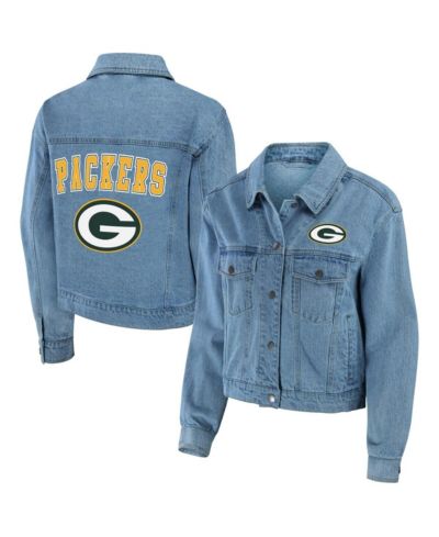 Женская джинсовая куртка WEAR by Erin Andrews Green Bay Packers Full-Snap Denim Jacket
