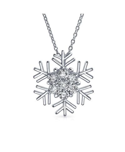 Bling Jewelry Подвеска-кулон Snowflake с фианитами Cubic Zirconia Micro Pave CZ