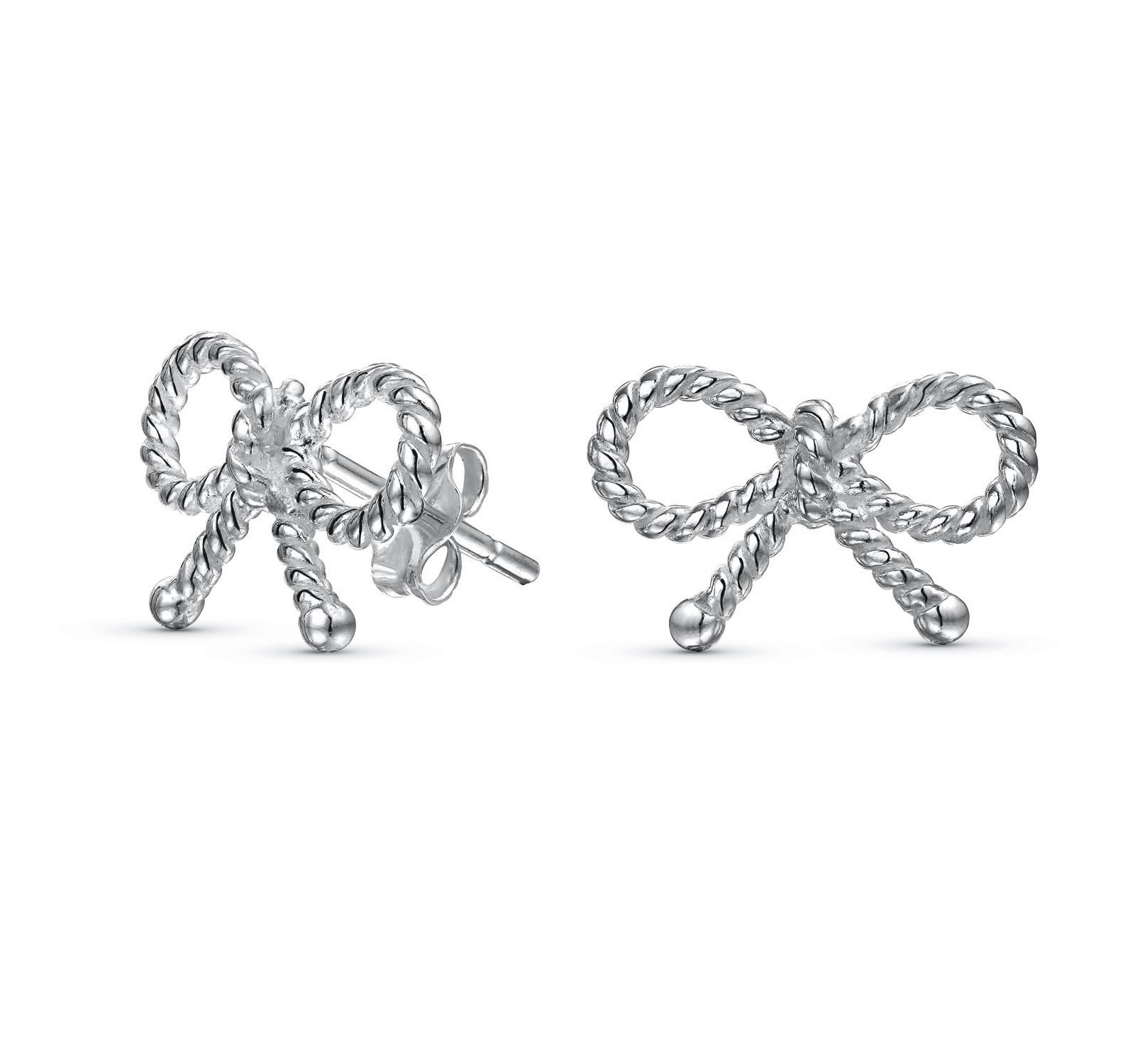 Bling Jewelry серьги-гвоздики с закрученной лентой и бантом, позолоченные, стерлинговое серебро .925