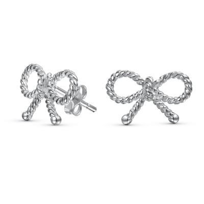 Bling Jewelry серьги-гвоздики с закрученной лентой и бантом, позолоченные, стерлинговое серебро .925