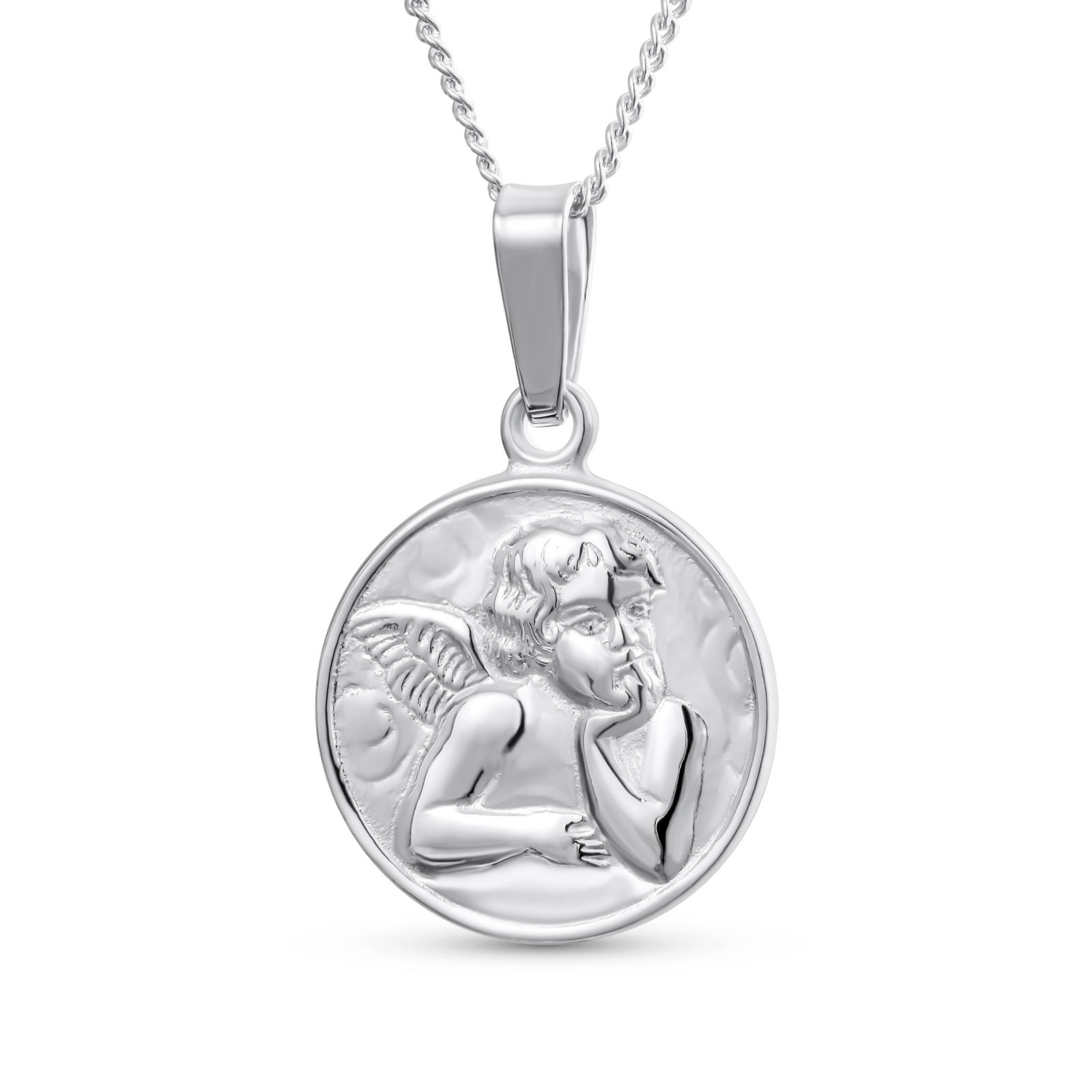 Подвеска Bling Jewelry Religious Round Disc Medal Guardian Sistine Angel Cherub из стерлингового серебра