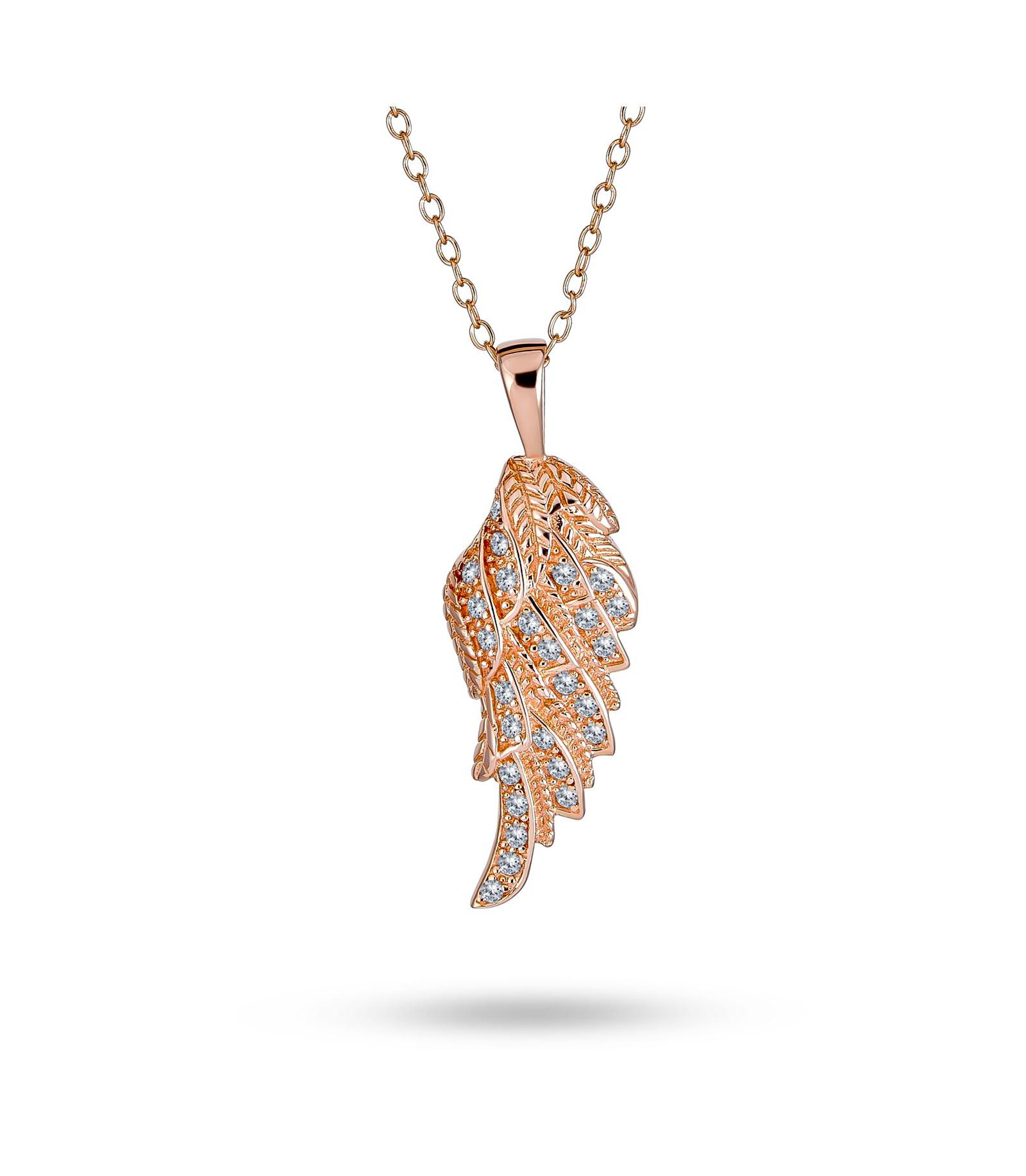 Bling Jewelry CZ Rose Guardian Angel Wing Pendant Necklace