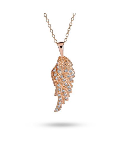 Bling Jewelry Guardian Angel Wing Pendant Necklace CZ Gold Plated Sterling Silver
