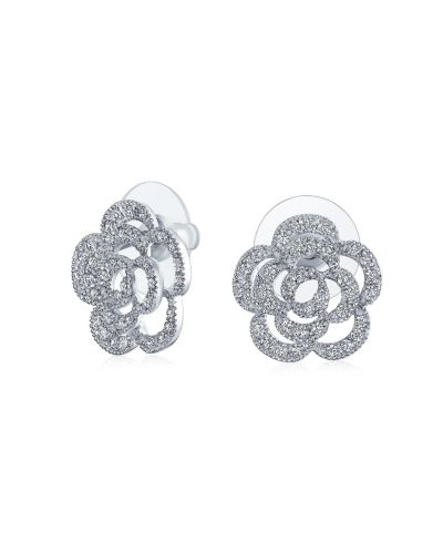 Серьги-гвоздики Pave CZ Accent Floral Love для женщин