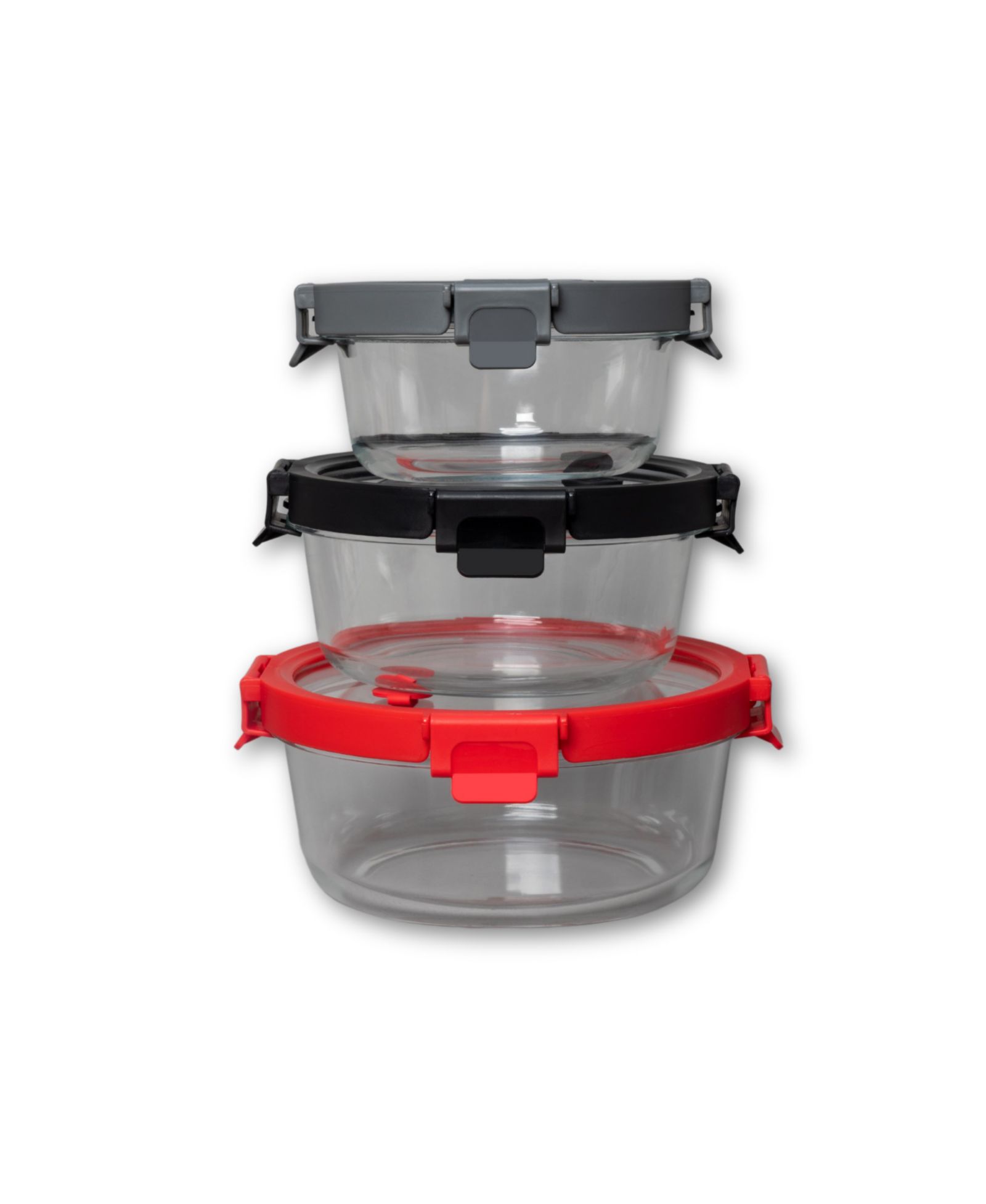 Набор из 3 контейнеров Genicook Round Glass Container with Lid and Vent Set, Microwavable, BPA Free