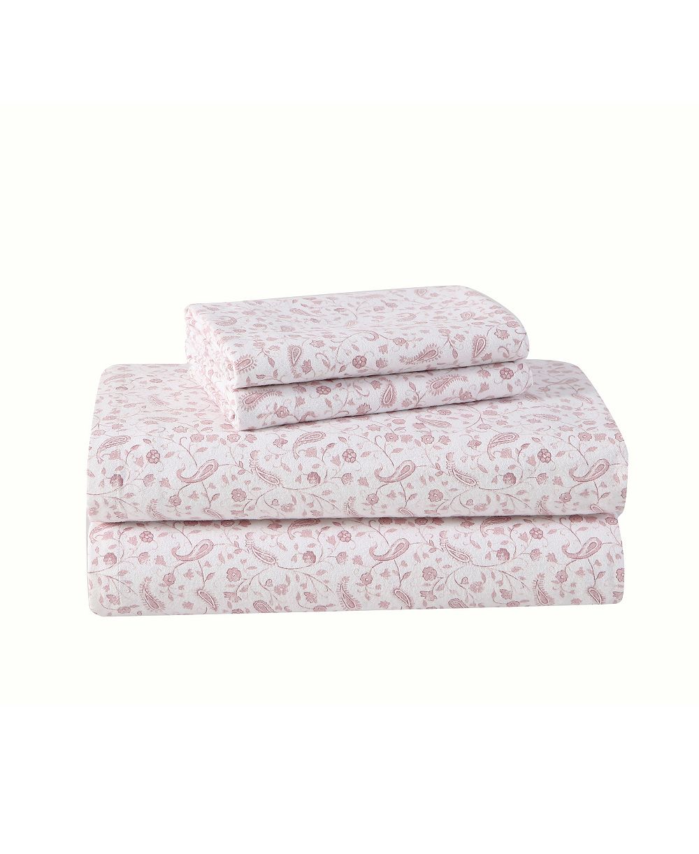 Комплект из 4 предметов Laura Ashley Paisley Prance Cotton Flannel Sheet Set, King