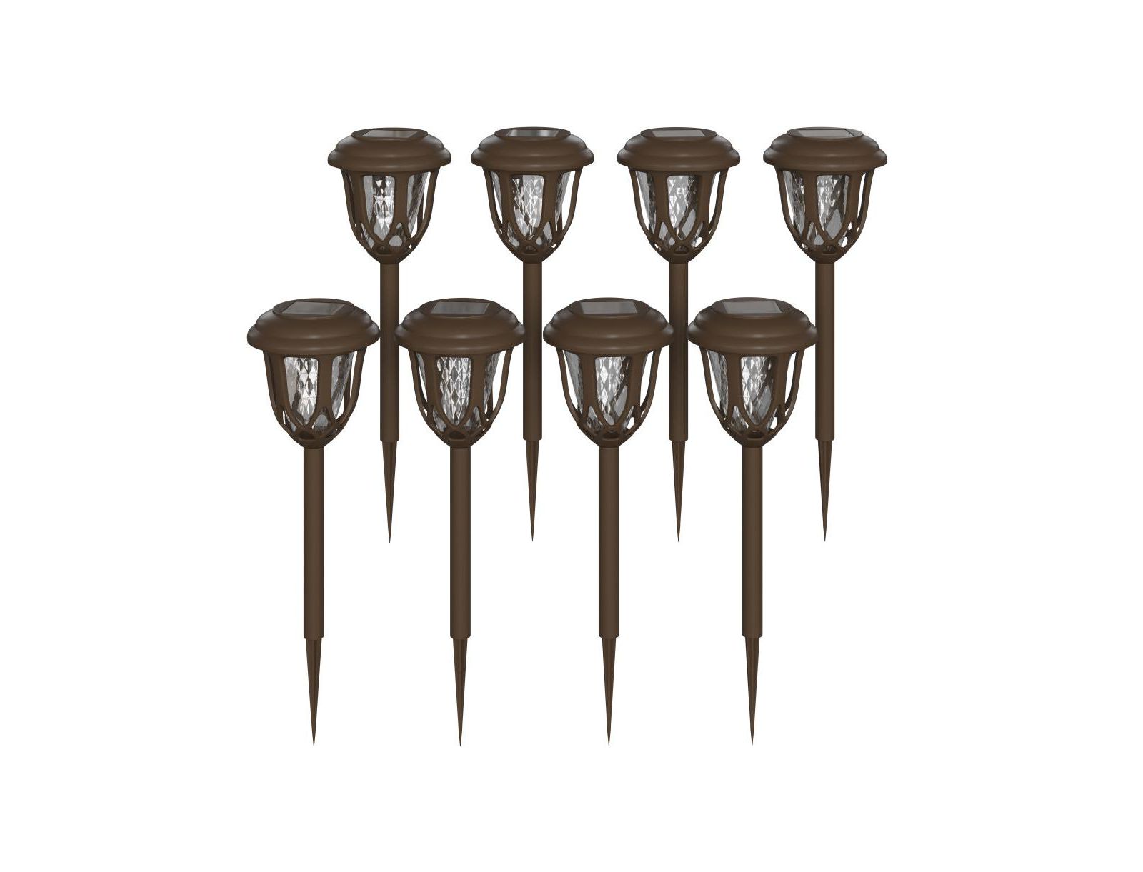 All-Weather Tulip Design Led Solar Lights, Outdoor Solar Powered Lights For Pathway, Garden, & Yard - Set Of 8