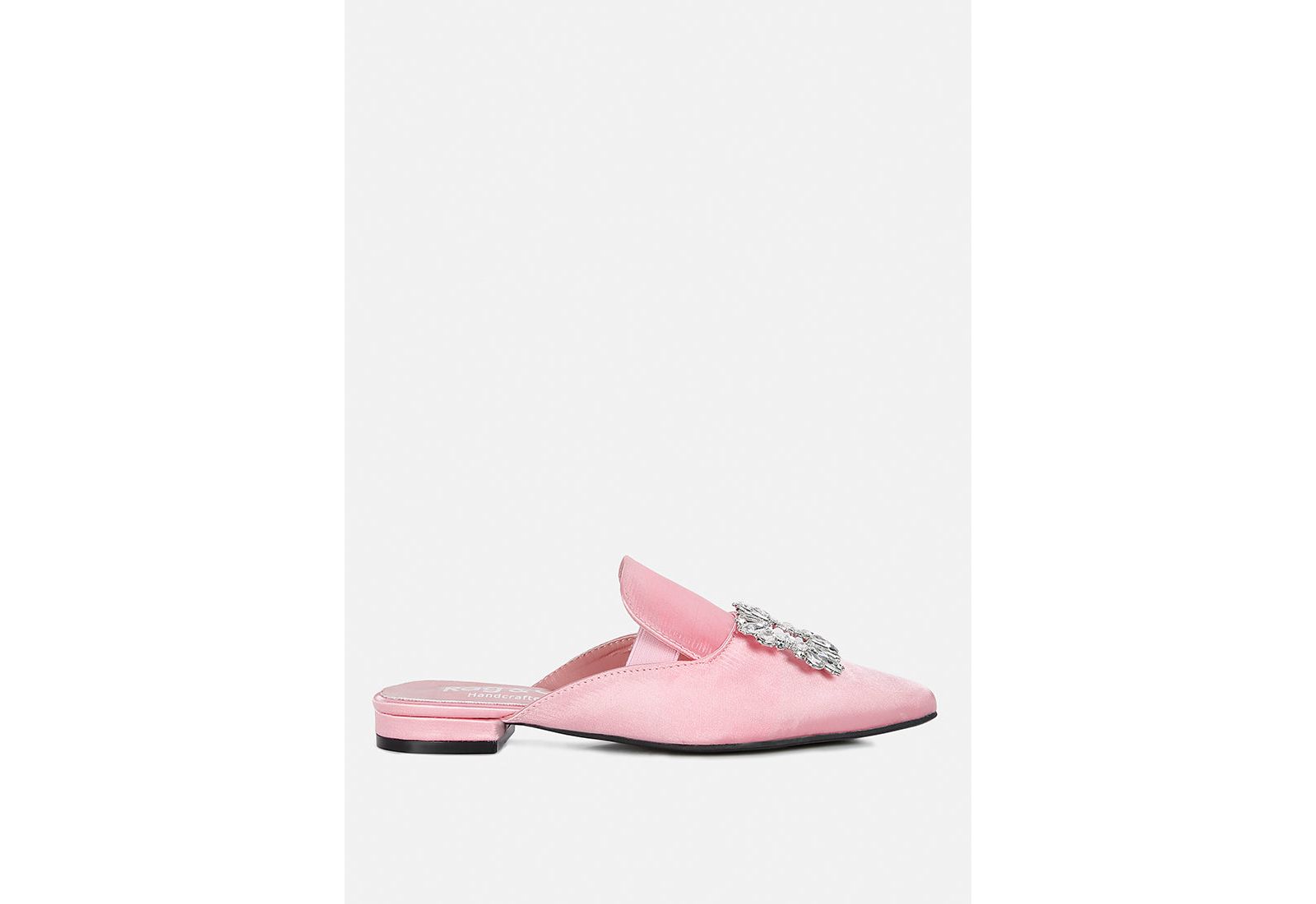 PERRINE Womens Diamante Brooch Slip On Mules