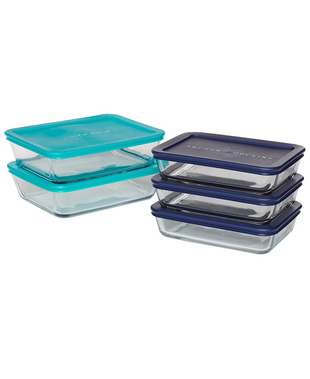Anchor Hocking 10 Piece Rectangular Meal Prep Food Storage Set