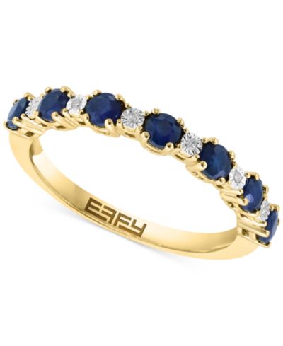 EFFY® кольцо с сапфиром и бриллиантами из позолоченного стерлингового серебра