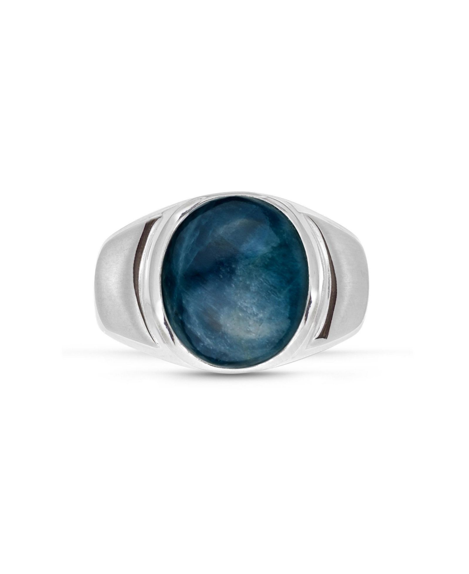 LuvMyJewelry Dark Blue Apatite Sterling Silver Men's Signet Ring