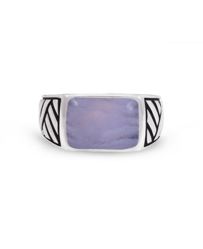 LuvMyJewelry Lace Agate Signet Ring Sterling Silver Rhodium