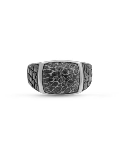 Мужской перстень LuvMyJewelry из серебра с окалом и окаменелостью в черном родии