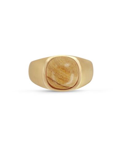LuvMyJewelry Wood Jasper Signet Ring Gold Plated Sterling Silver