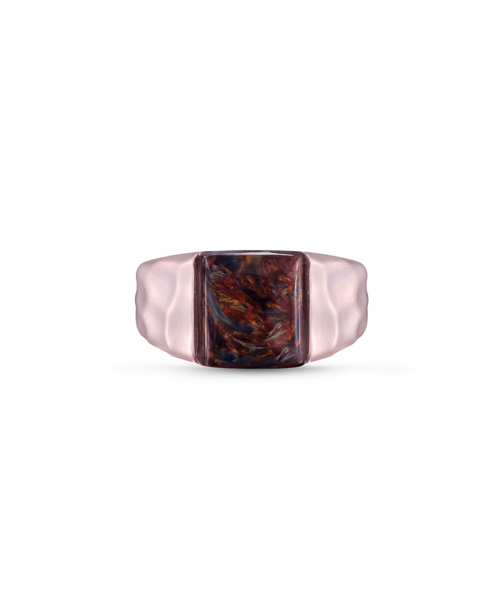 LuvMyJewelry Pietersite Hammered Texture Signet Ring Sterling Silver