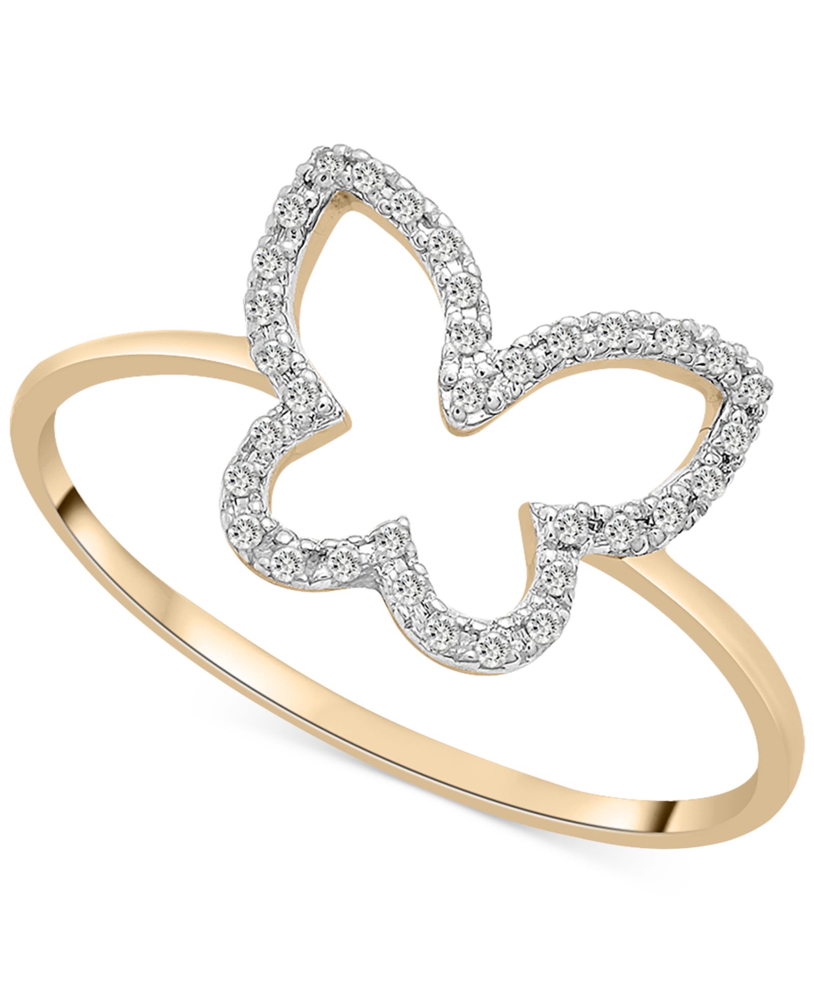 Wrapped™ Diamond Butterfly Openwork Ring (1/20 ct. t.w.) in 10k Gold, Created for Macy's