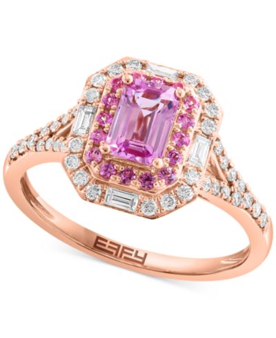 Кольцо EFFY Pink Sapphire и Diamond в розовом золоте 14k