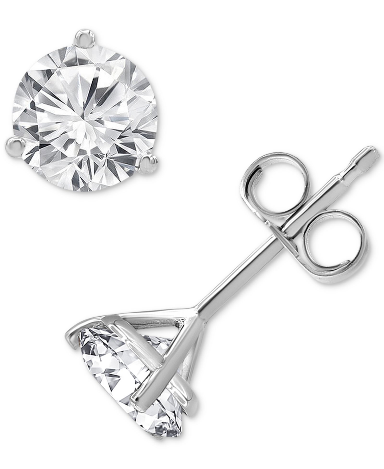 Diamond Three Prong Stud Earrings (1 ct. t.w.) in 14k White Gold