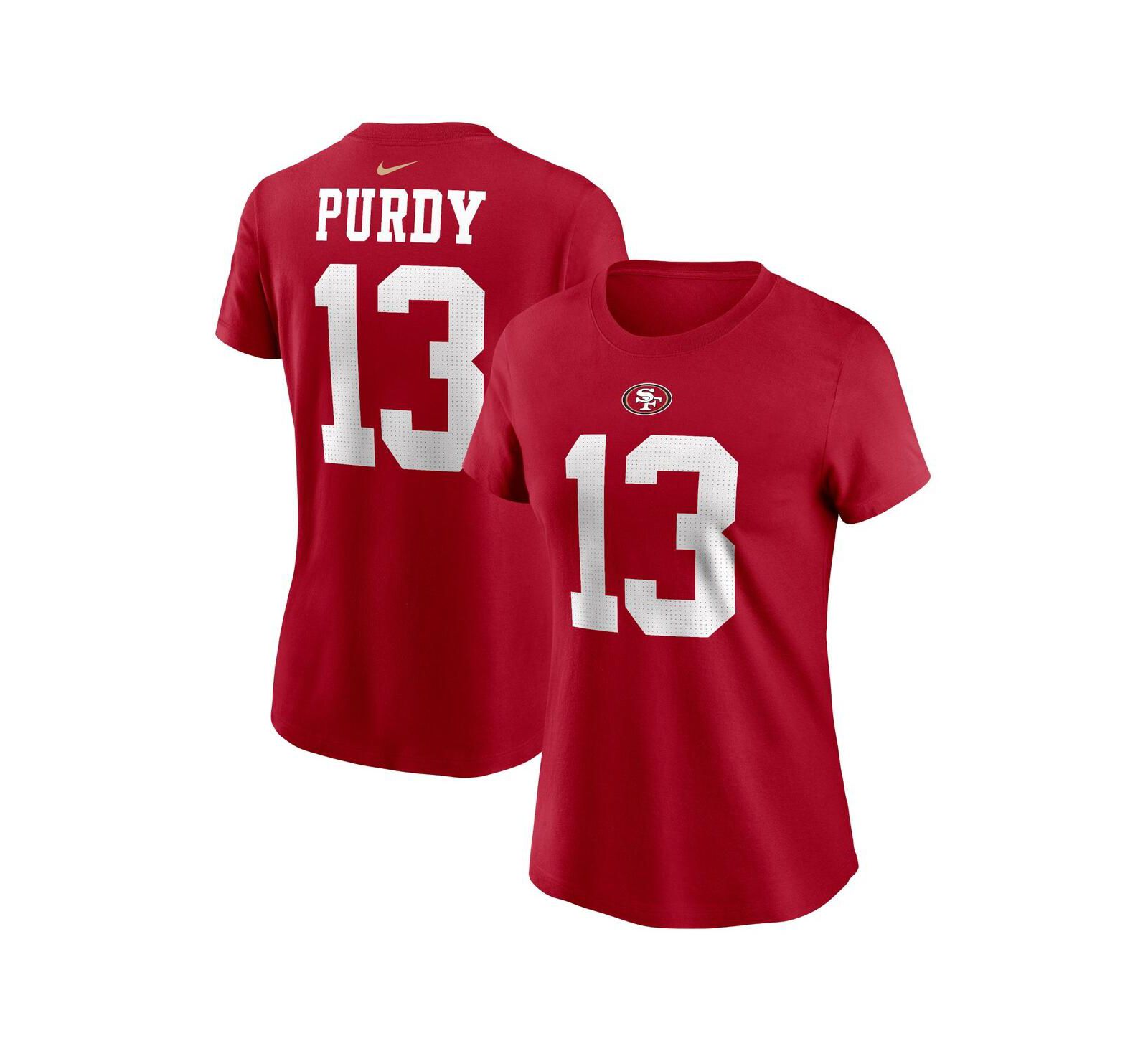 Women's Nike Brock Purdy Scarlet San Francisco 49ers Player Name and Number T-shirt