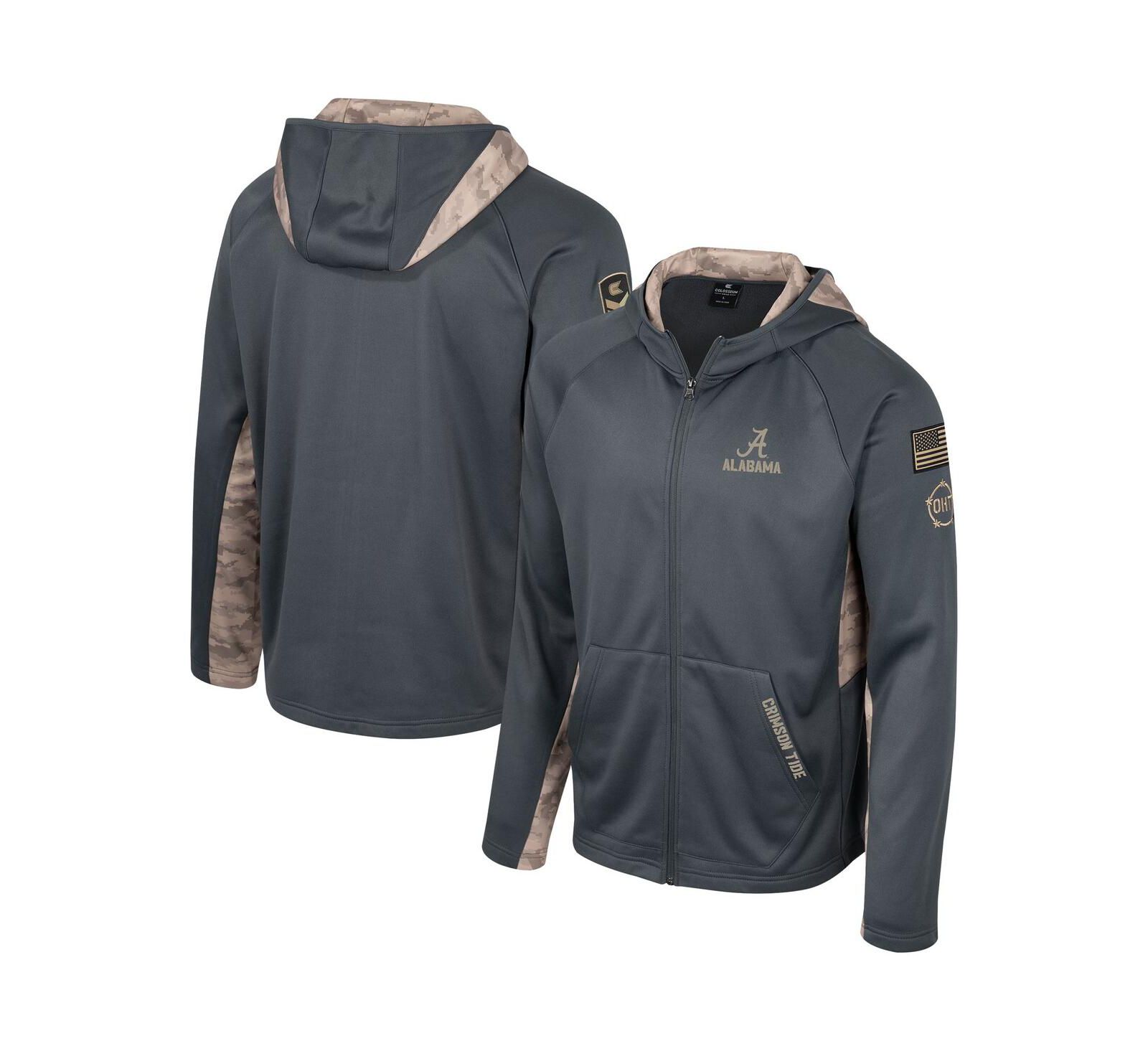 Colosseum Мужское худи с молнией Alabama Crimson Tide OHT Military-Inspired Camo Charcoal